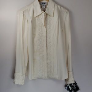 Silk Beaded Bob Mackie Button up